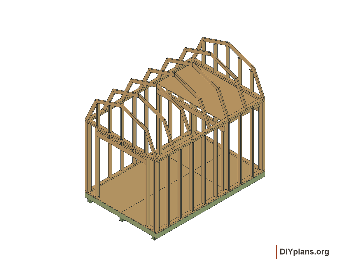 8 by 12 foot gambrel shed, loft panels