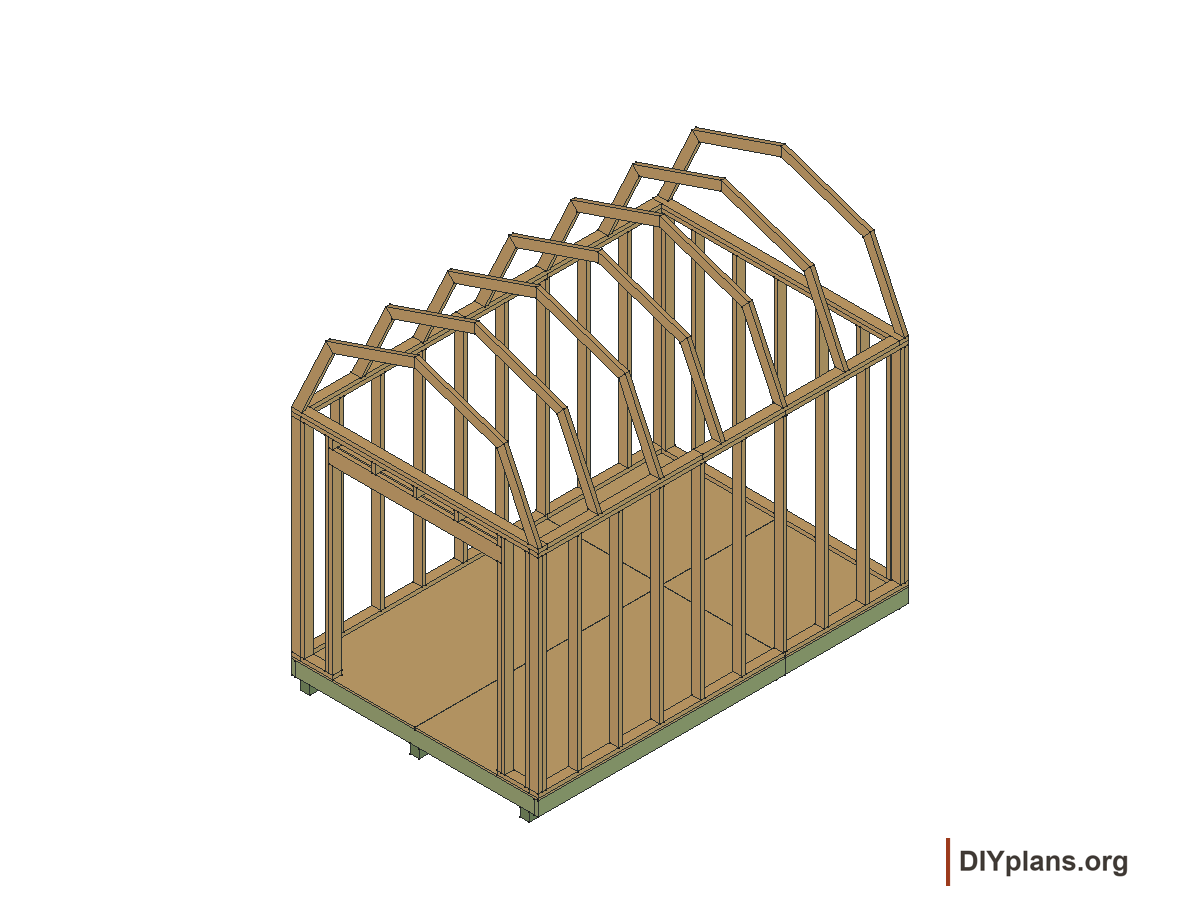 8 by 12 foot gambrel shed, gambrel roof frames