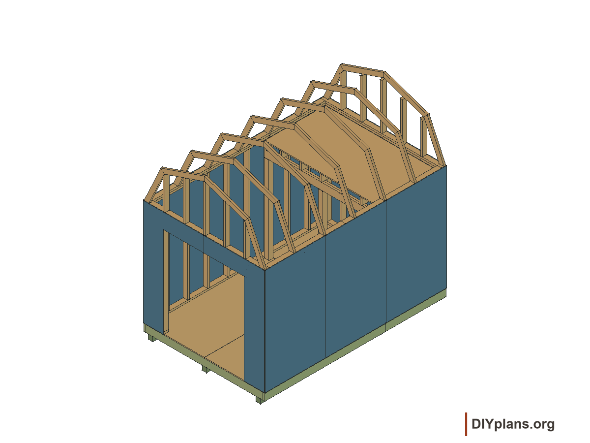 8 by 12 foot gambrel shed, wall panels